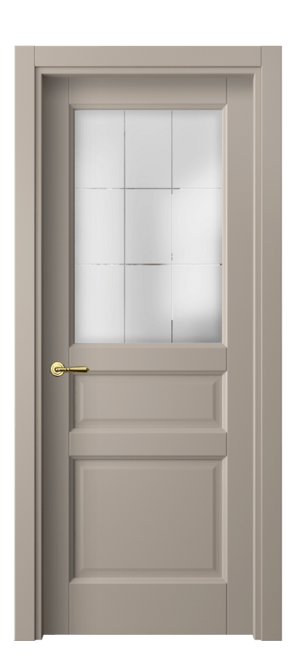 Межкомнатная дверь Галант 1432 Матовый бисквитный Сатинированное стекло с гравировкой "Лофт" Цена 54599 ₽ | Volhovec