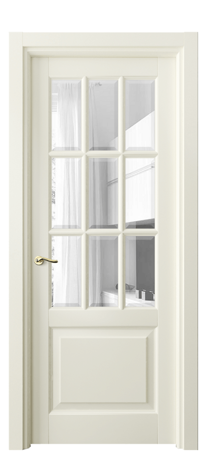 Межкомнатная дверь Лигнум 0748 Матовый молочно-белый Прозрачное стекло с фацетом Цена 119999 ₽ | Volhovec