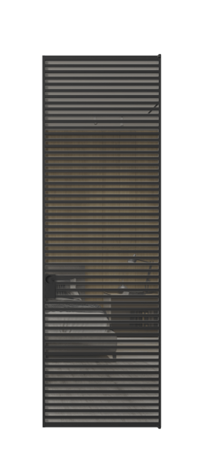 Алюминиевая дверь АЛПЛ040.07 Алюминий Черный Рефлективное серое стекло "Стопсол", калёное Цена 229770  | Volhovec