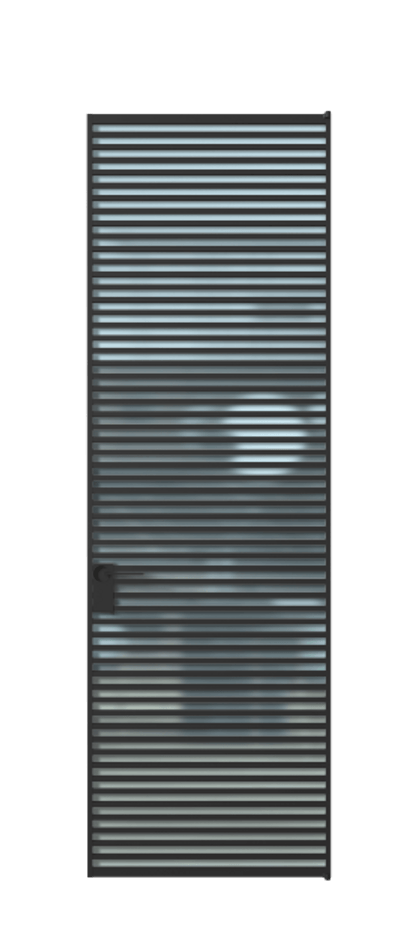 Алюминиевая дверь АЛПЛ040.07 Алюминий Черный Сатинированное голубое стекло, триплекс Цена 221770  | Volhovec