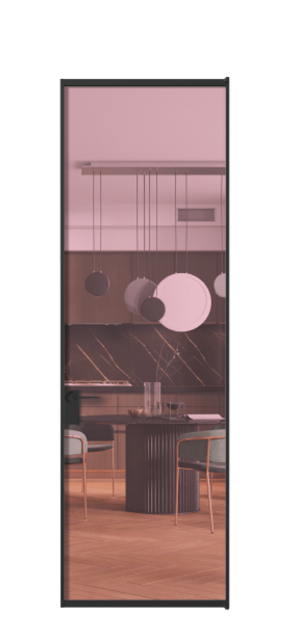 Алюминиевая дверь АЛПЛ040.01 Алюминий Черный Прозрачное розовое стекло, триплекс Цена 133270  | Volhovec