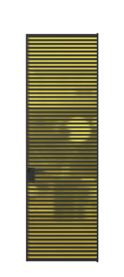 Алюминиевая дверь АЛПЛ040.07 Алюминий Черный Сатинированное жёлтое стекло, триплекс Цена 221770  | Volhovec