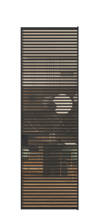 Алюминиевая дверь АЛПЛ040.07 Алюминий Черный Прозрачное оранжевое стекло, триплекс Цена 221770  | Volhovec