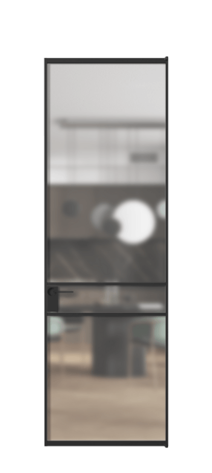 Алюминиевая дверь АЛПЛ040.02 Алюминий Черный Сатинированное стекло "Мателюкс Кристал Вижн", калёное, матовое, каленое 6 мм Цена 146970  | Volhovec