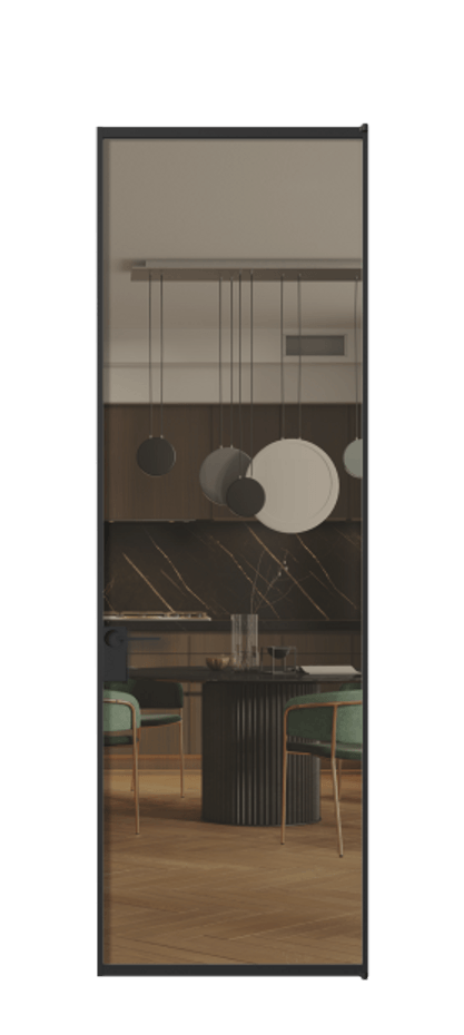 Алюминиевая дверь АЛПЛ040.01 Алюминий Черный Прозрачное бронзовое стекло, триплекс Цена 133270  | Volhovec