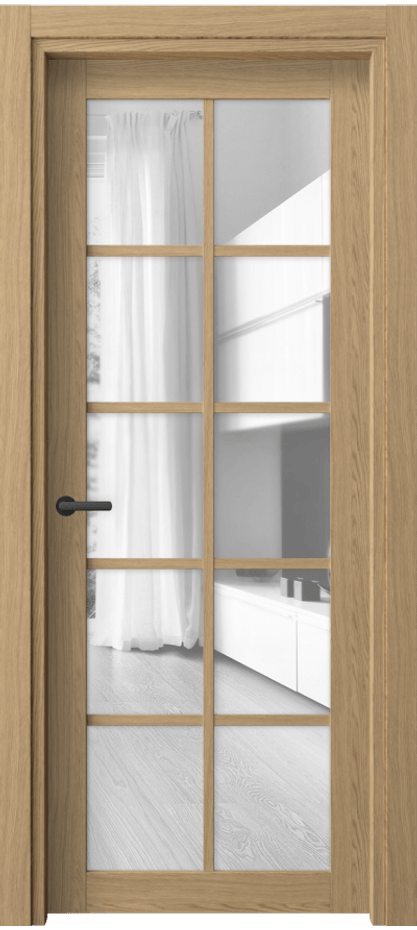 Межкомнатная дверь Нео 2106 Жемчужный дуб Прозрачное стекло, триплекс Цена 40399 ₽ | Volhovec