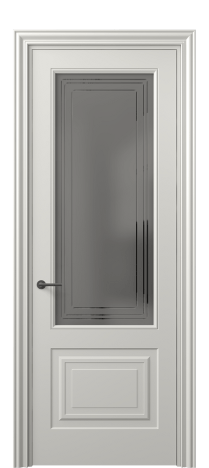 Межкомнатная дверь Mascot 8452 Матовый серый Сатинированное серое стекло с гравировкой "Грани", триплекс Цена 82499 ₽ | Volhovec