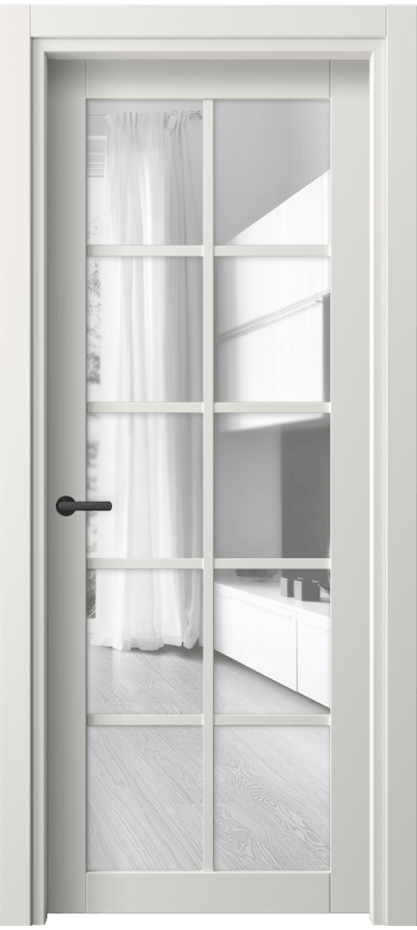 Межкомнатная дверь Нео 2106 ПЭТ белоснежный Прозрачное стекло, триплекс Цена 37199 ₽ | Volhovec