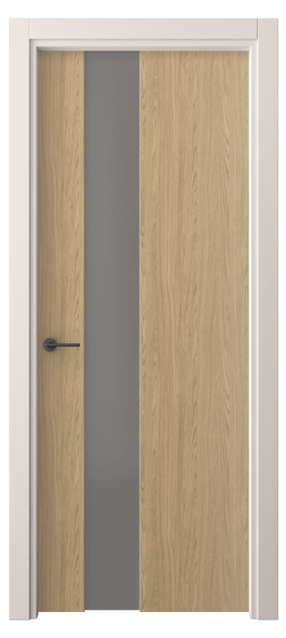 Межкомнатная дверь Фридом 4224 Жемчужный дуб Сатинированное серое стекло, триплекс Цена 41999 ₽ | Volhovec