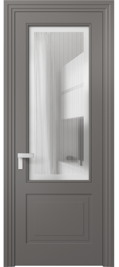 Межкомнатная дверь Рокка 8352 Матовый классический серый Сатинированное с гравировкой "Каннелюры", триплекс Цена 85599 ₽ | Volhovec