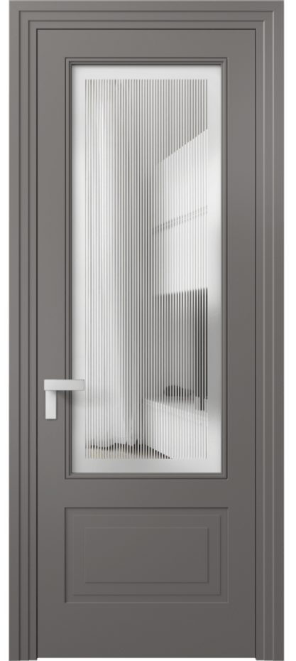Межкомнатная дверь Рокка 8342 Матовый классический серый Сатинированное с гравировкой "Каннелюры", триплекс Цена 85599 ₽ | Volhovec