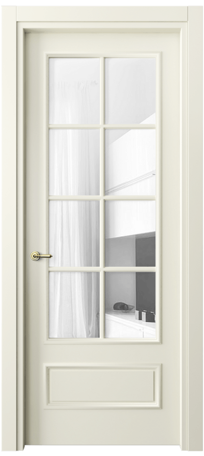Межкомнатная дверь Париж 8112 Матовый молочно-белый Прозрачное стекло Цена 80199 ₽| Volhovec