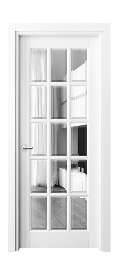 Межкомнатная дверь Тоскана Грильято 6311 Матовый белоснежный Двустороннее зеркало с фацетом, триплекс Цена 118899 ₽ | Volhovec