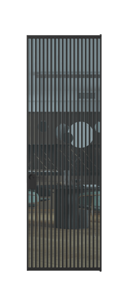 Алюминиевая дверь АЛПЛ040.06 Алюминий Черный Прозрачное голубое стекло, триплекс Цена 186370  | Volhovec