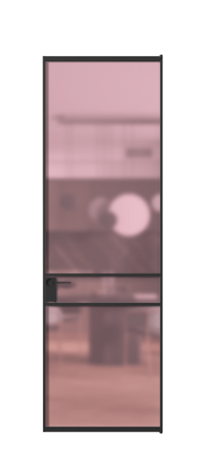 Алюминиевая дверь АЛПЛ040.02 Алюминий Черный Сатинированное розовое стекло, триплекс Цена 138970  | Volhovec