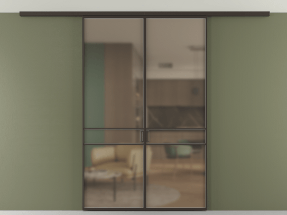 Перегородка Формато вдоль стены на потолок 2 створки АЛПР 040.02 Алюминий антрацит Сатинированное бронзовое стекло, триплекс. Цена 186615 ₽ 1. Полотно 2 шт. (800/2100 мм)
2. Комплект установки раздвижной системы
3. Базовый комплект фурнитуры
4.Ручка Рондо. Фабрика дверей Волховец 8 (800) 551 43 19 Перегородка Формато вдоль стены на потолок 2 створки АЛПР 040.02 Алюминий антрацит Сатинированное бронзовое стекло, триплекс Цена 186615 ₽ | Volhovec