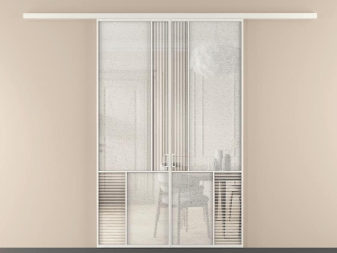 Перегородка Мозаик вдоль стены 2 створки АЛПР 041.20 Алюминий Белый Рифлёное стекло "Дюна", триплекс, 6 мм + Фактурное стекло "Лёд", триплекс. Скрытый короб БЕЛ Цена 270080 ₽ . Фабрика дверей Волховец 8 (800) 551 43 19 Перегородка Мозаик вдоль стены 2 створки АЛПР 041.20 Алюминий Белый Рифлёное стекло "Дюна", триплекс, 6 мм + Фактурное стекло "Лёд", триплекс Цена 270080 ₽ | Volhovec