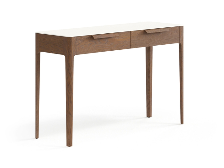 Мебель Консоль Piega 2 ящика. Цвет Дуб каштановый матовый. Материал Массив дуба матовый. Коллекция Консоль Piega 2 ящика. Картинка.