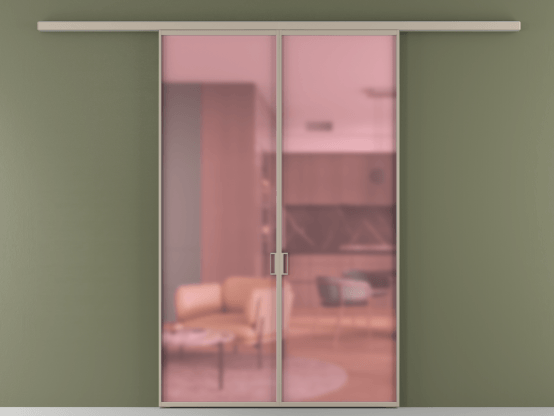 Алюминевая перегородка АЛПР 040.01_АБСК_САТ РОЗ_new. Цвет Алюминий бисквитный. Материал Алюминий в эмали. Коллекция Перегородка Formato вдоль стены 2 створки. Картинка.