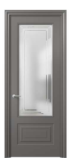 Дверь межкомнатная 8442 МКЛС Сатин с гравировкой Mascot. Цвет Матовый классический серый. Материал Гладкая эмаль. Коллекция Маскот. Картинка.