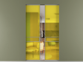 Алюминевая перегородка АЛПР 040.02 МНСР САТ ЖЕЛ. Цвет Алюминий нейтральный серый. Материал Алюминий в эмали. Коллекция Перегородка Formato скрытый пенал 2 створки. Картинка.