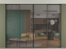 Перегородка Formato внутри проёма скрытое крепление в потолок 4 створки