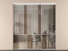 Перегородка Mosaic внутри проёма 3 створки с синхронным механизмом