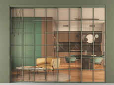 Перегородка Formato внутри проёма 4 створки с синхронным механизмом