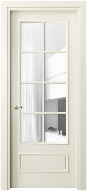 Дверь межкомнатная 8112 ММБ Прозрачное стекло. Цвет Матовый молочно-белый. Материал Гладкая эмаль. Коллекция Париж. Картинка.